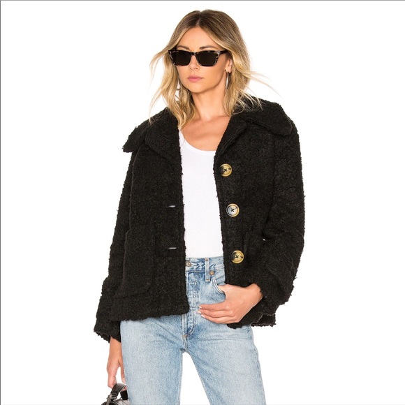 FREE PEOPLE / BLACK SO SOFT PEA COAT - Picture 6 of 6